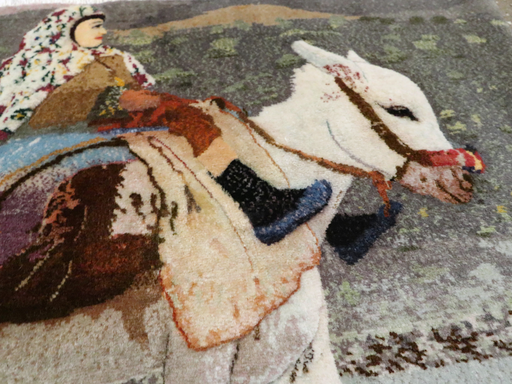 Vintage Pictorial Tabriz Rug, No.28313 - Gsblank