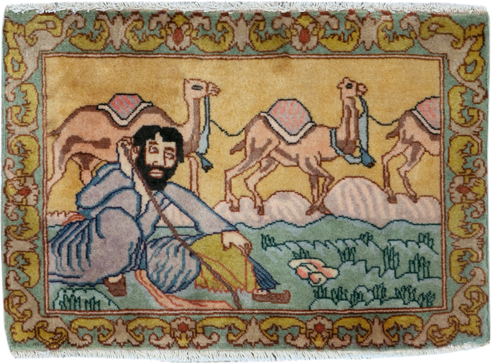 Vintage Persian Tabriz Pictorial Rug (Pair: 1 of 2), No.28316 - Gsblank