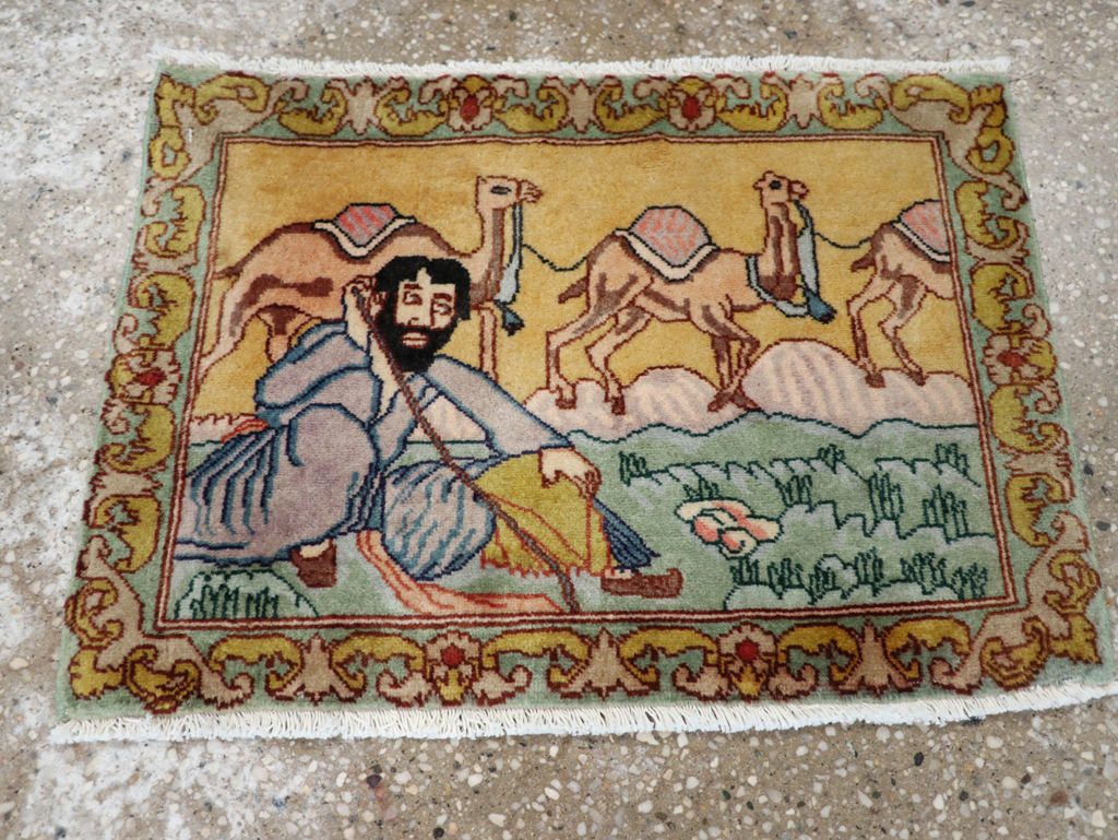 Vintage Persian Tabriz Pictorial Rug (Pair: 1 of 2), No.28316 - Gsblank