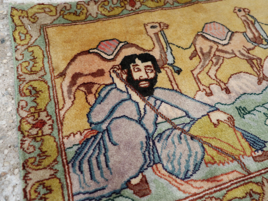 Vintage Persian Tabriz Pictorial Rug (Pair: 1 of 2), No.28316 - Gsblank