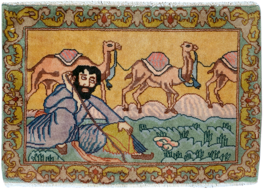 Vintage Persian Tabriz Pictorial Rug (Pair: 2 of 2), No.28317 - Gsblank