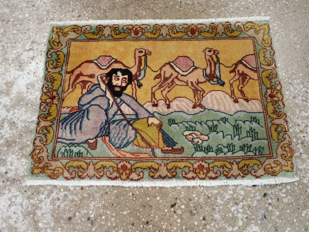 Vintage Persian Tabriz Pictorial Rug (Pair: 2 of 2), No.28317 - Gsblank