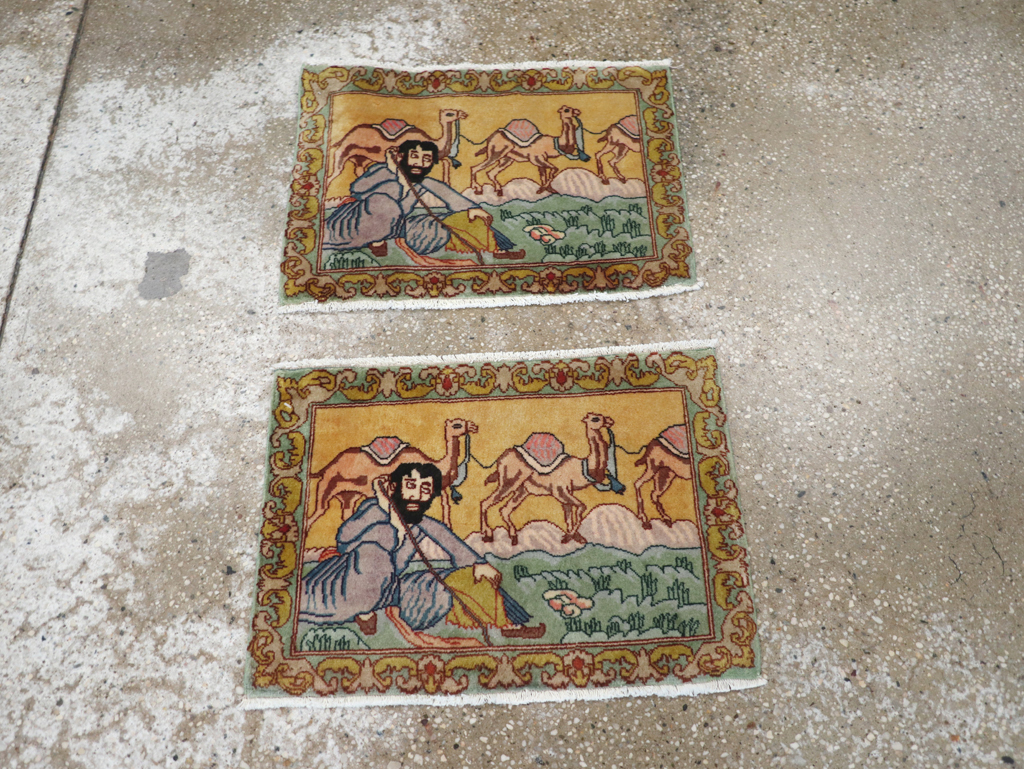 Vintage Persian Tabriz Pictorial Rug (Pair: 2 of 2), No.28317 - Gsblank