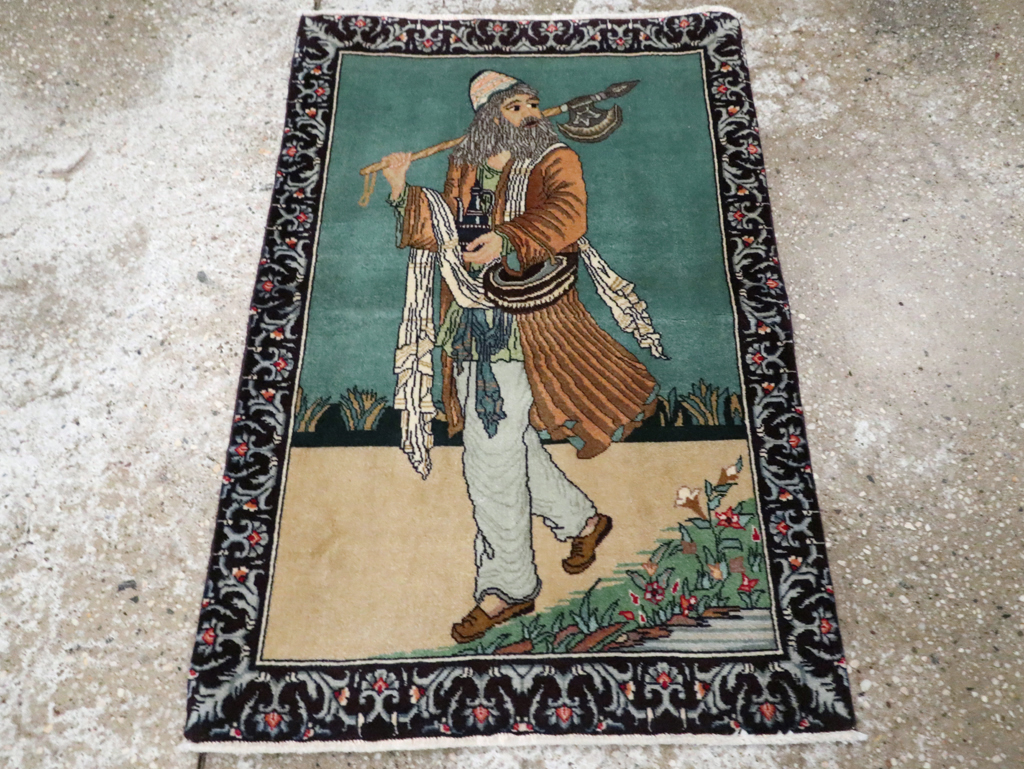 Vintage Persian Tabriz Pictorial Rug, No.28319 - Gsblank
