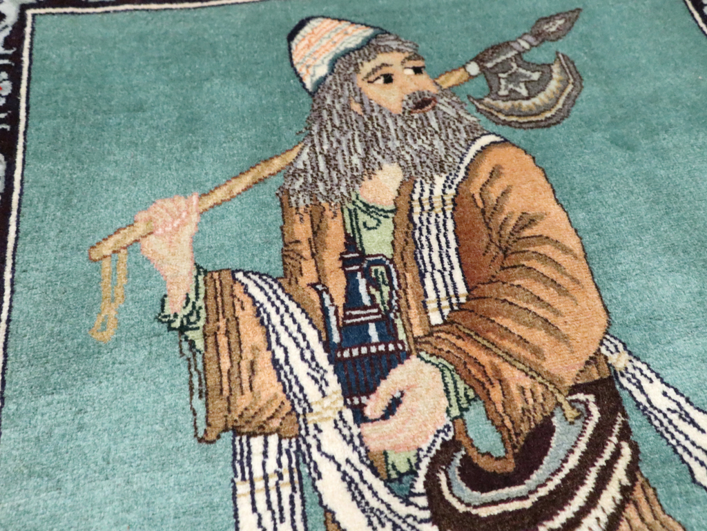 Vintage Persian Tabriz Pictorial Rug, No.28319 - Gsblank