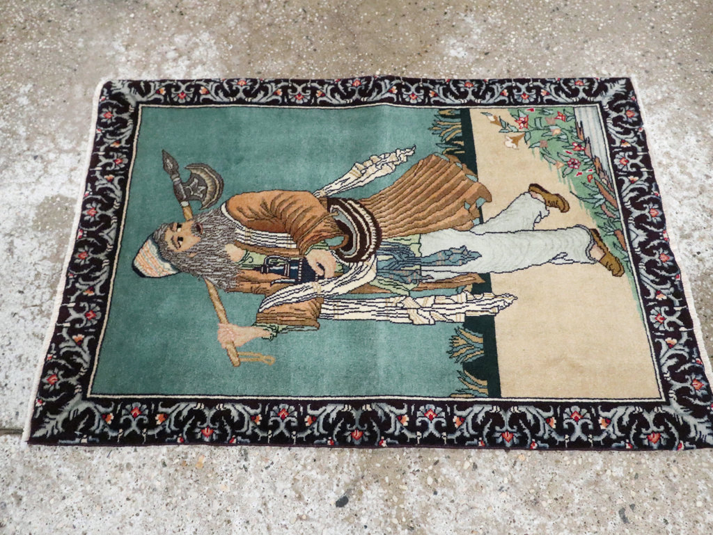 Vintage Persian Tabriz Pictorial Rug, No.28319 - Gsblank