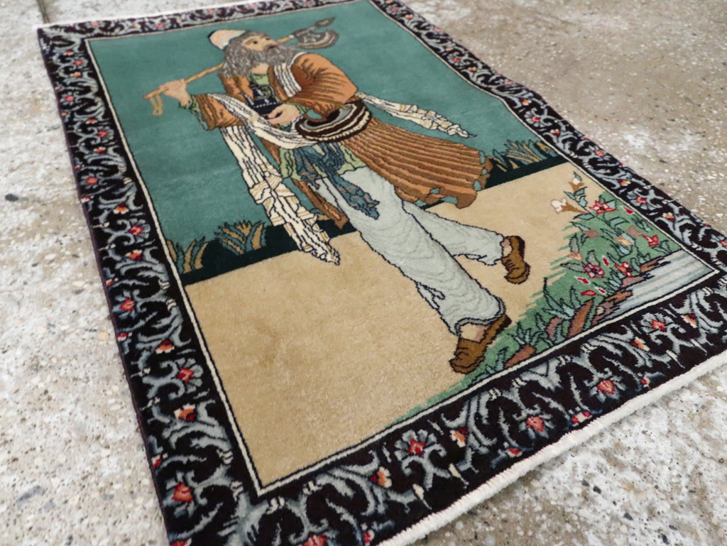 Vintage Persian Tabriz Pictorial Rug, No.28319 - Gsblank