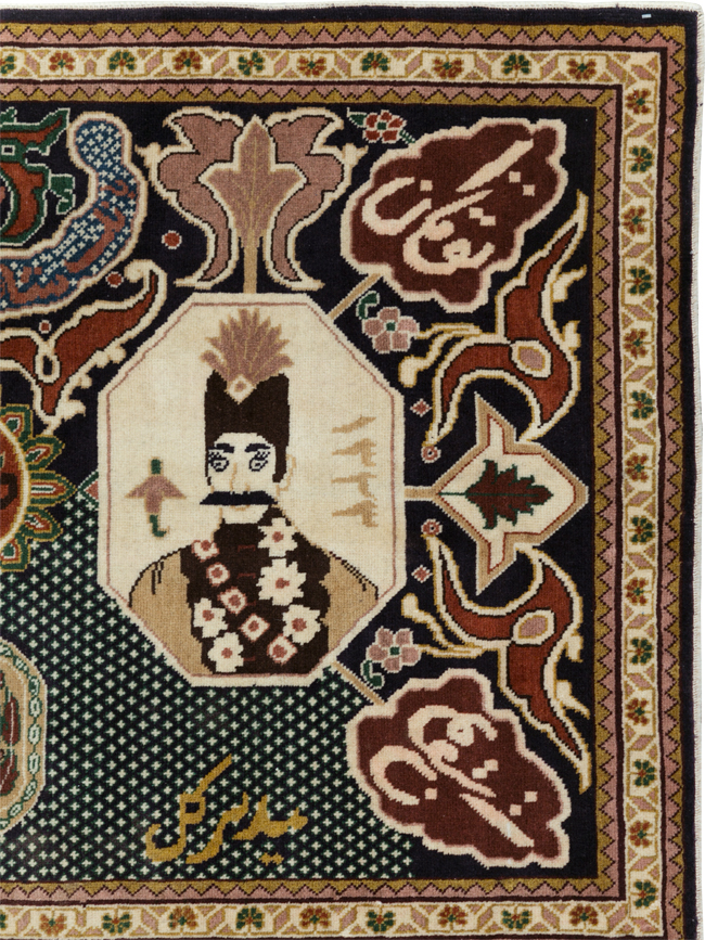 Vintage Persian Tabriz Pictorial Rug, No.28320 - Gsblank