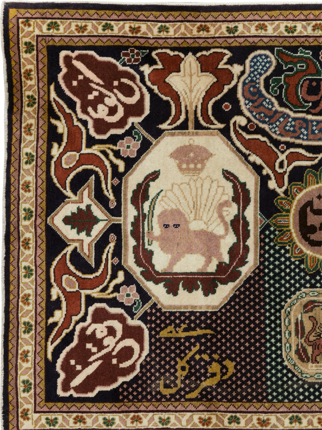 Vintage Persian Tabriz Pictorial Rug, No.28320 - Gsblank