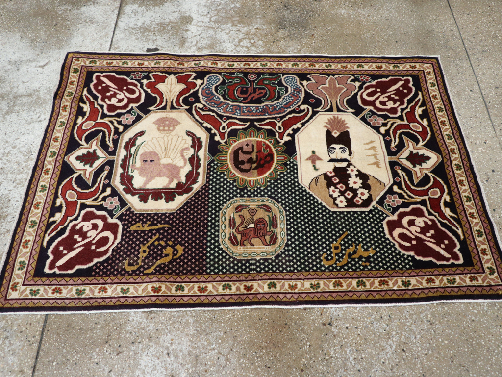 Vintage Persian Tabriz Pictorial Rug, No.28320 - Gsblank