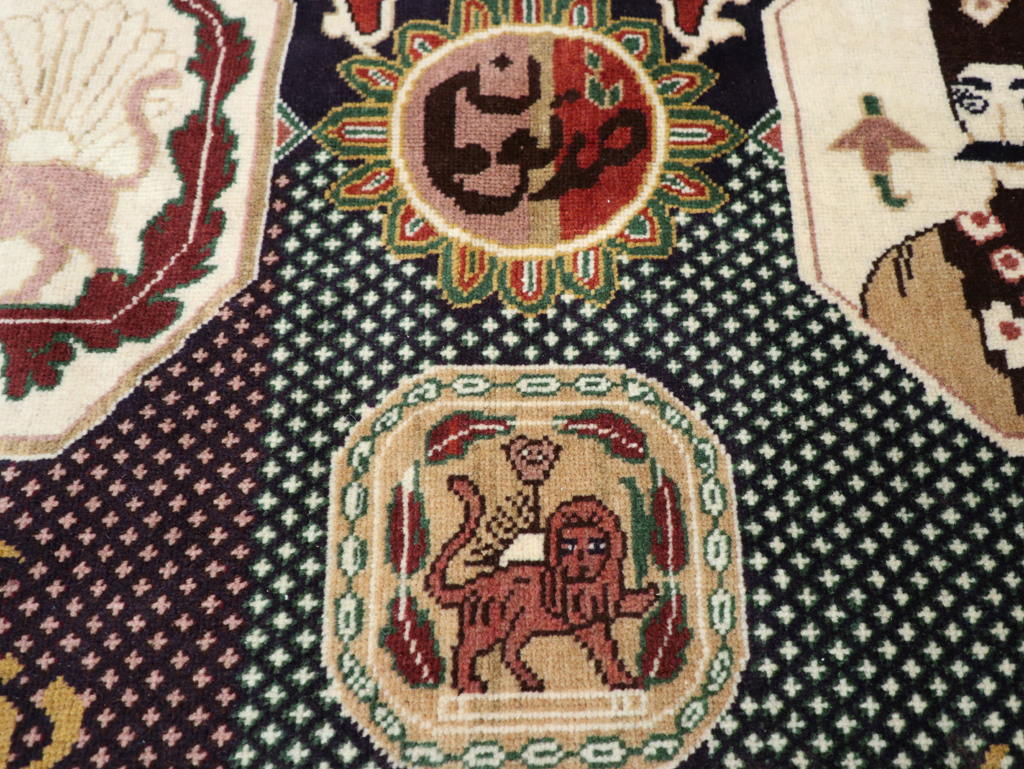 Vintage Persian Tabriz Pictorial Rug, No.28320 - Gsblank