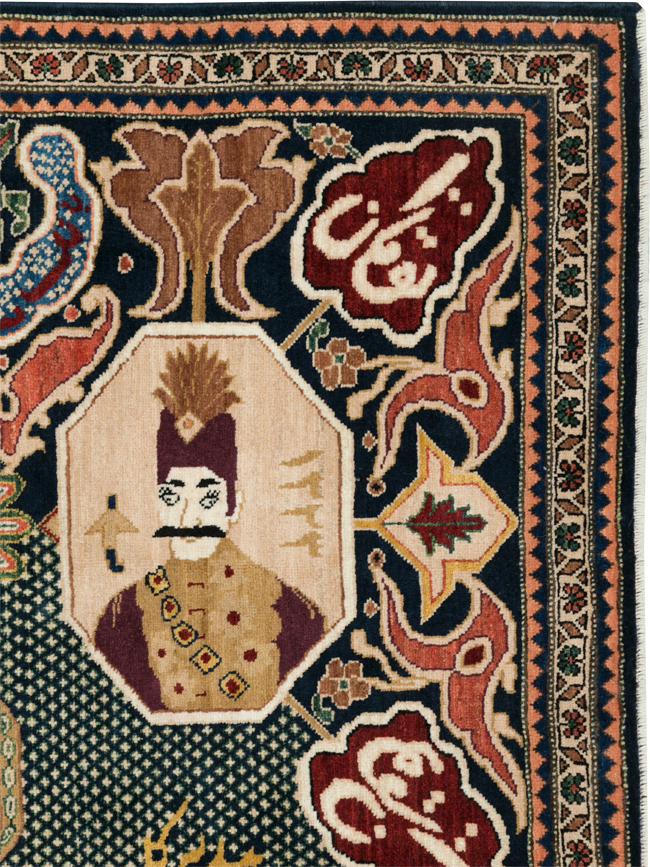 Vintage Persian Tabriz Pictorial Rug, No.28321 - Gsblank