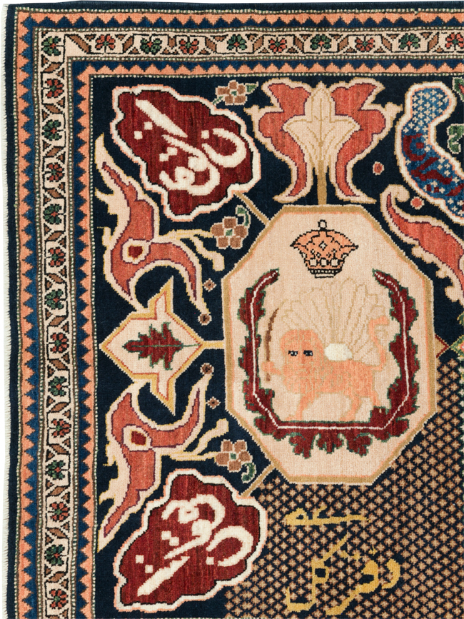 Vintage Persian Tabriz Pictorial Rug, No.28321 - Gsblank