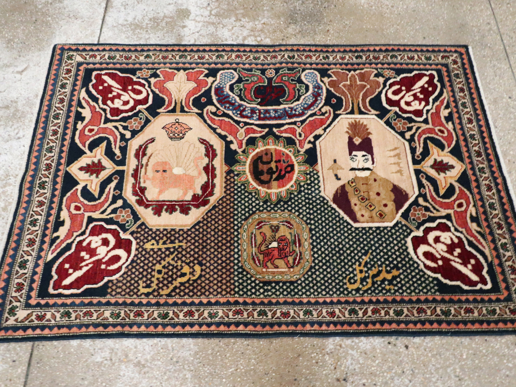 Vintage Persian Tabriz Pictorial Rug, No.28321 - Gsblank