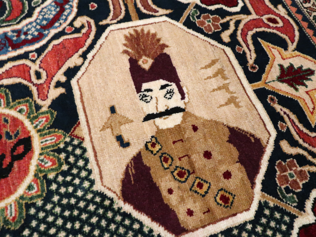 Vintage Persian Tabriz Pictorial Rug, No.28321 - Gsblank