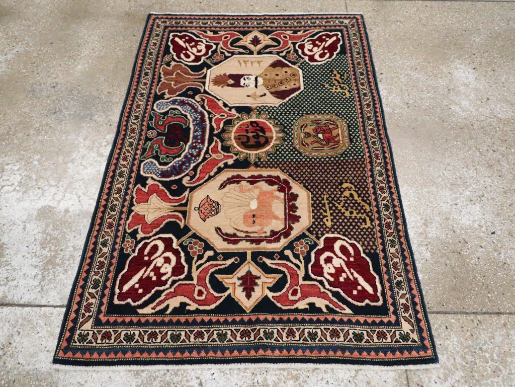 Vintage Persian Tabriz Pictorial Rug, No.28321 - Gsblank