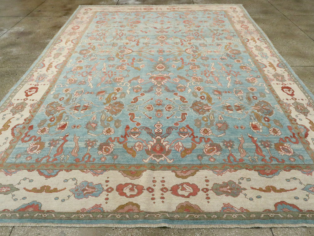 Contemporary Turkish Oushak Room Size Carpet, No.28346 - Gsblank