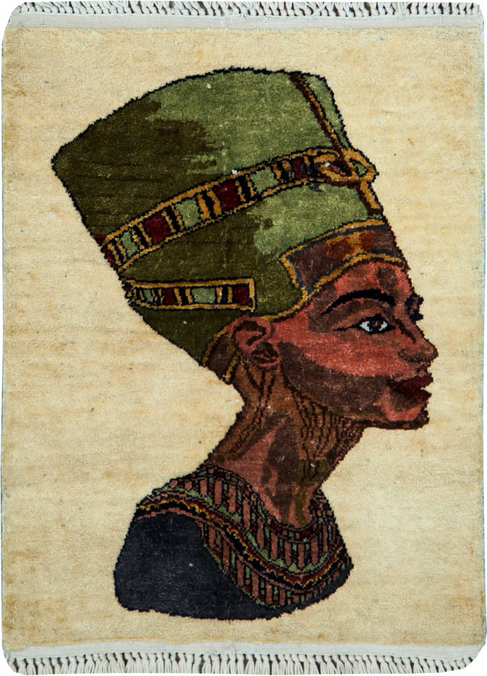 Modern Egyptian Silk Pictorial Rug, No.28349 - Gsblank