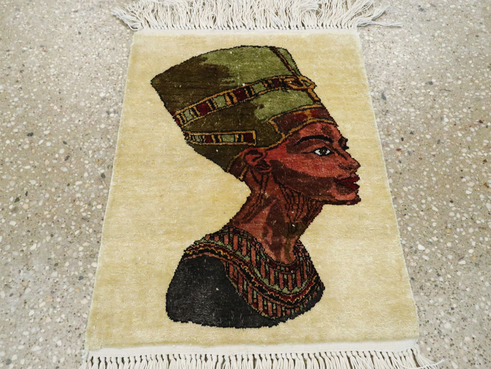 Modern Egyptian Silk Pictorial Rug, No.28349 - Gsblank