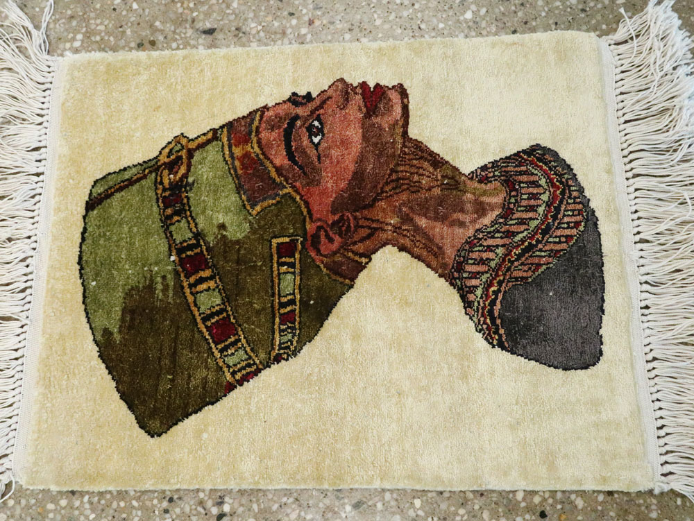Modern Egyptian Silk Pictorial Rug, No.28349 - Gsblank