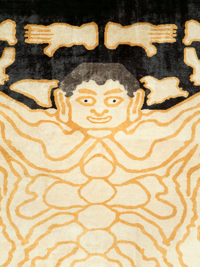 Tibetan Inspired Modern Buddhist Tantric Skeleton Ritual Rug, No.28350 - Gsblank