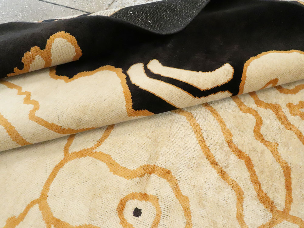 Tibetan Inspired Modern Buddhist Tantric Skeleton Ritual Rug, No.28350 - Gsblank