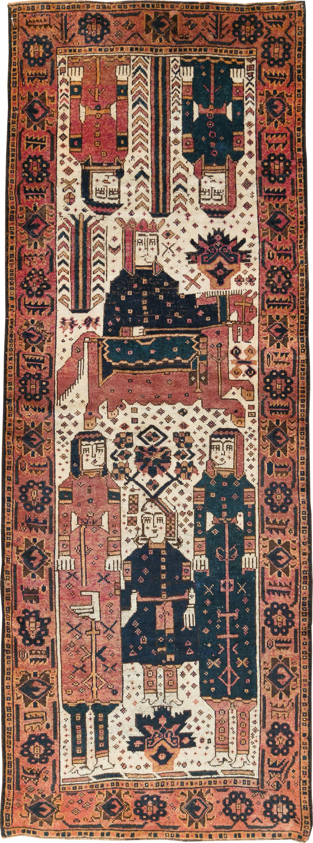 Vintage Persian Pictorial Bakhtiari Runner, No.28357 - Gsblank