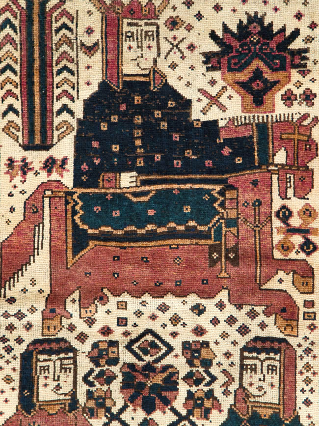 Vintage Persian Pictorial Bakhtiari Runner, No.28357 - Gsblank