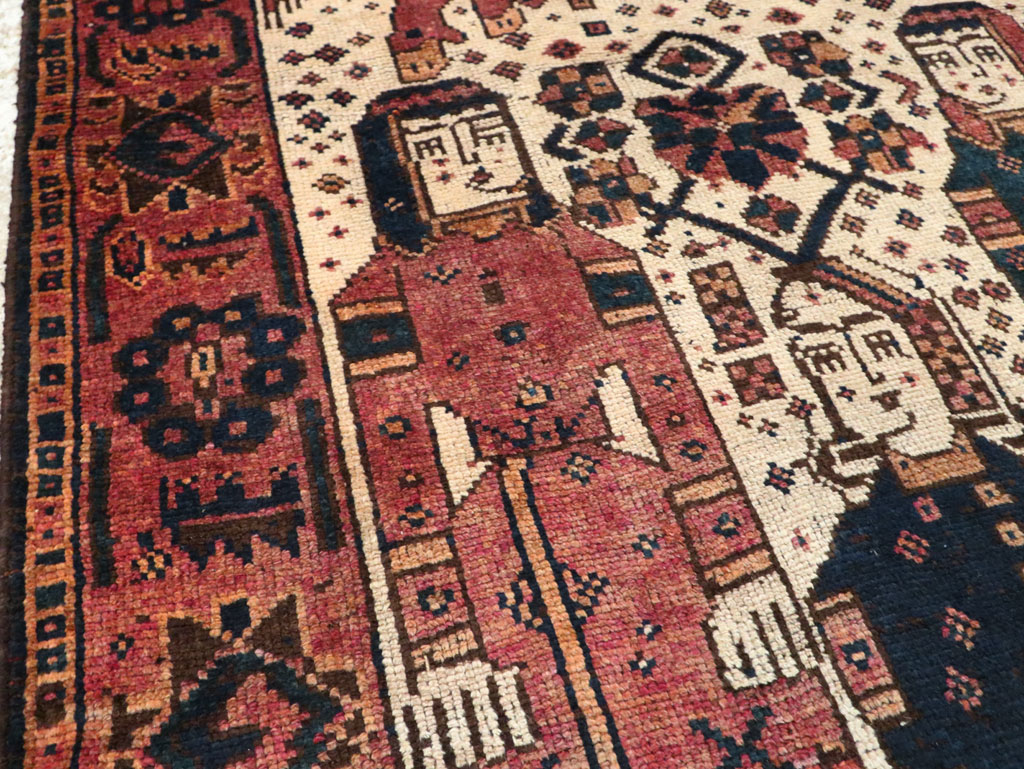 Vintage Persian Pictorial Bakhtiari Runner, No.28357 - Gsblank