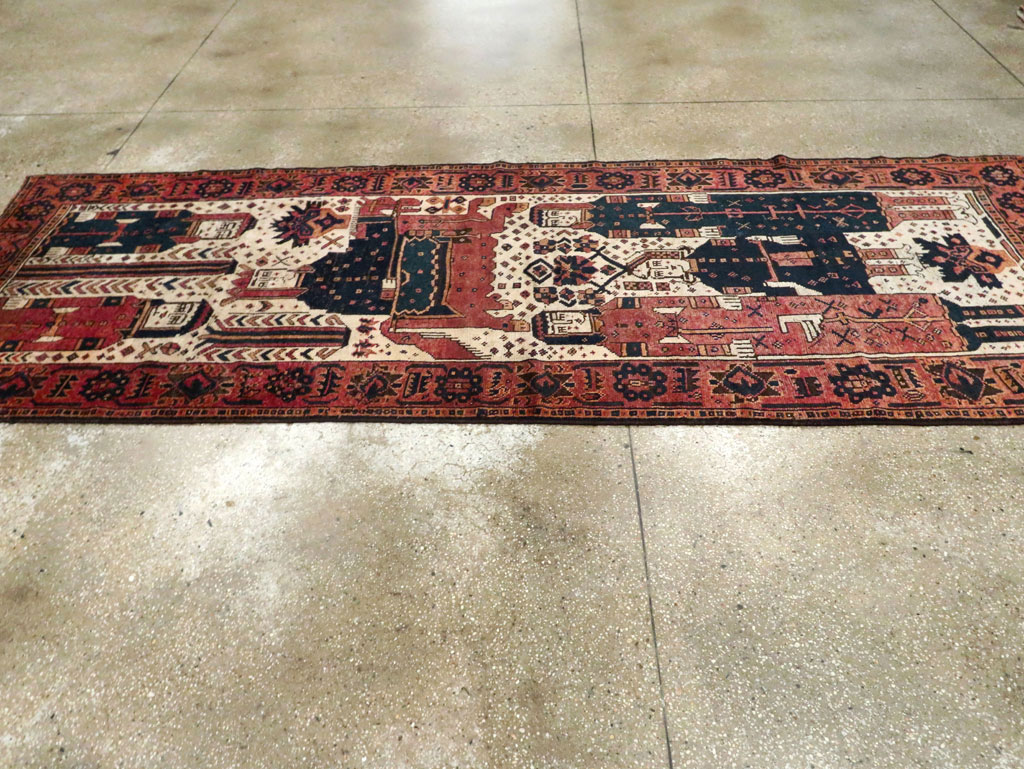 Vintage Persian Pictorial Bakhtiari Runner, No.28357 - Gsblank