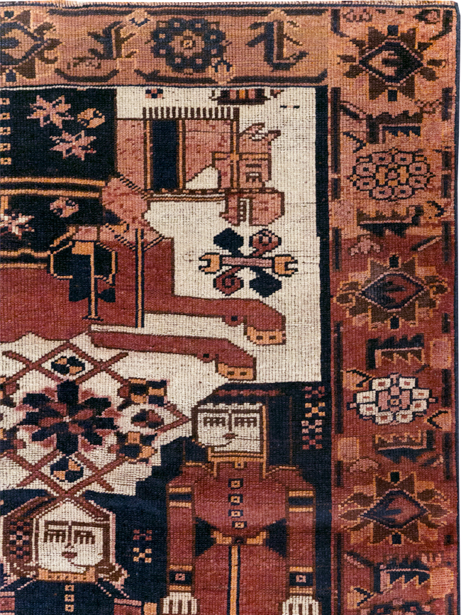 Vintage Persian Bakhtiari Pictorial Rug, No.28358 - Gsblank