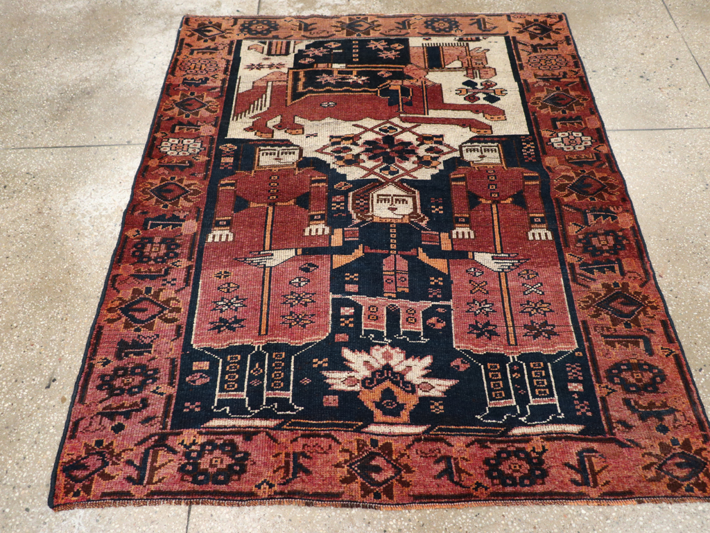 Vintage Persian Bakhtiari Pictorial Rug, No.28358 - Gsblank