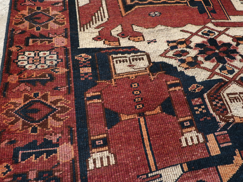 Vintage Persian Bakhtiari Pictorial Rug, No.28358 - Gsblank