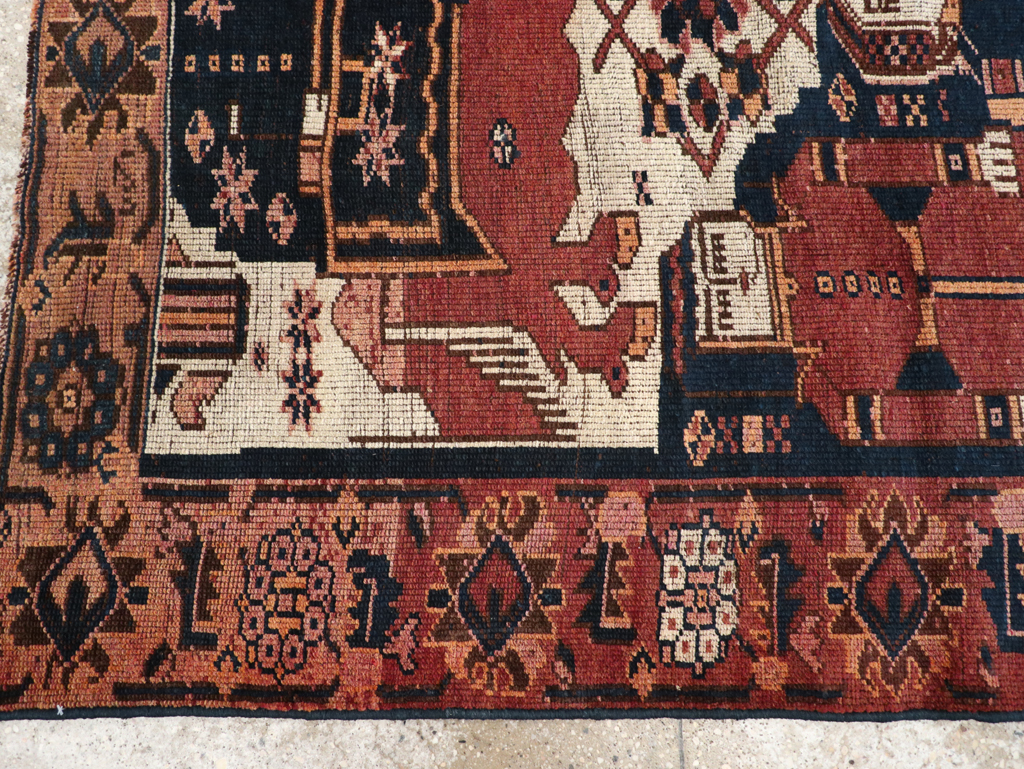 Vintage Persian Bakhtiari Pictorial Rug, No.28358 - Gsblank