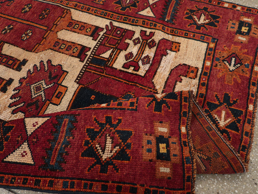Vintage Persian Pictorial Bakhtiari Tribal Accent Rug, No.28363 - Gsblank