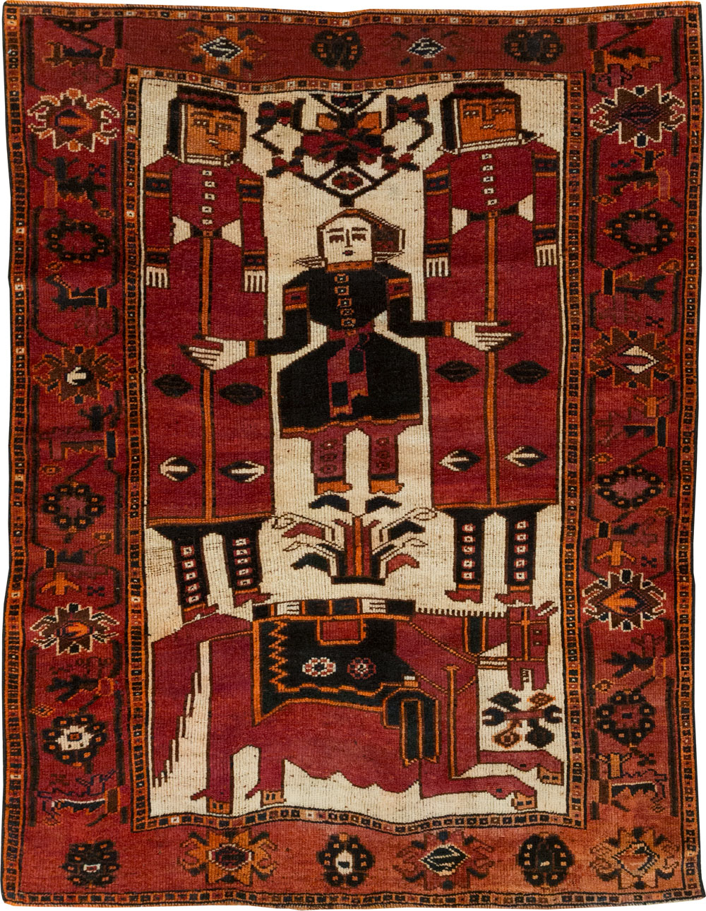 Vintage Persian Bakhtiari Pictorial Rug, No.28365 - Gsblank