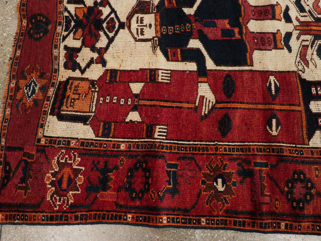 Vintage Persian Bakhtiari Pictorial Rug, No.28365 - Gsblank