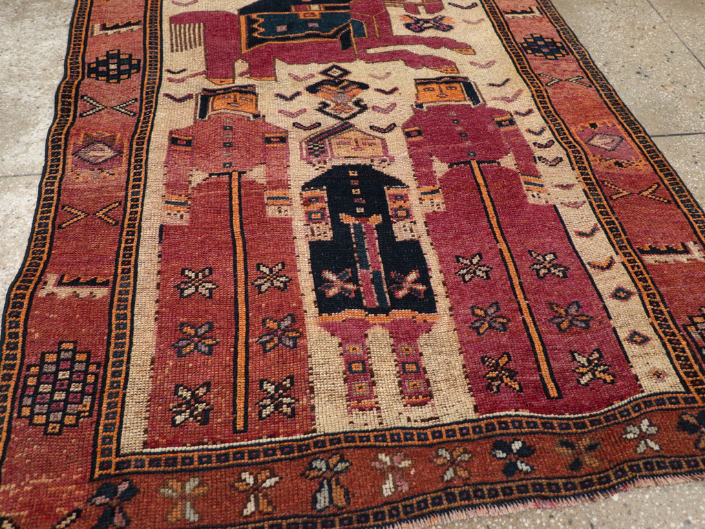 Vintage Persian Pictorial Bakhtiari Tribal Accent Rug, No.28366 - Gsblank