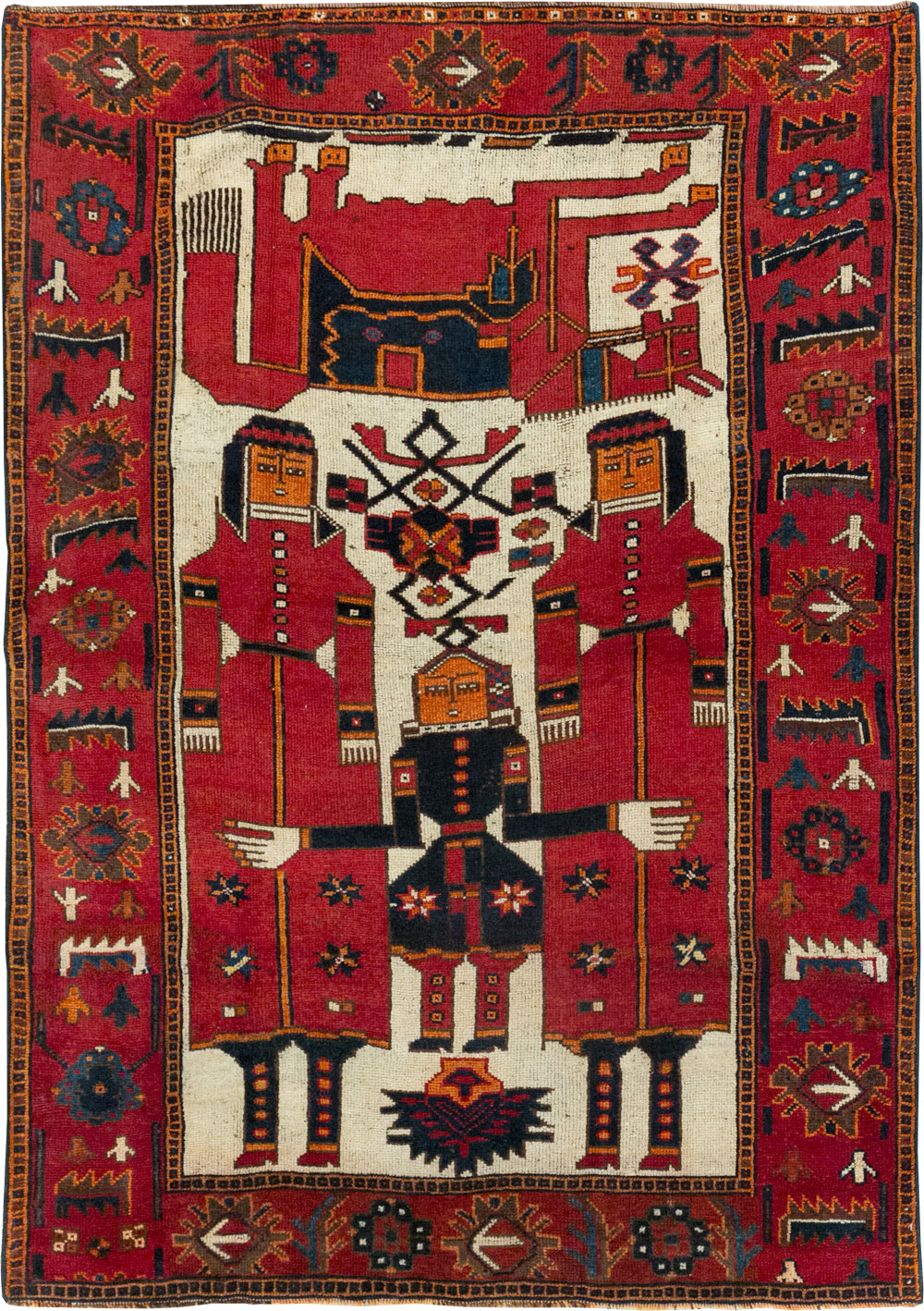 Vintage Persian Bakhtiari Pictorial Rug, No.28367 - Gsblank