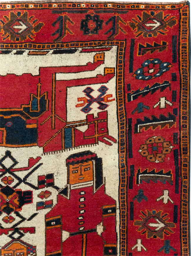 Vintage Persian Bakhtiari Pictorial Rug, No.28367 - Gsblank
