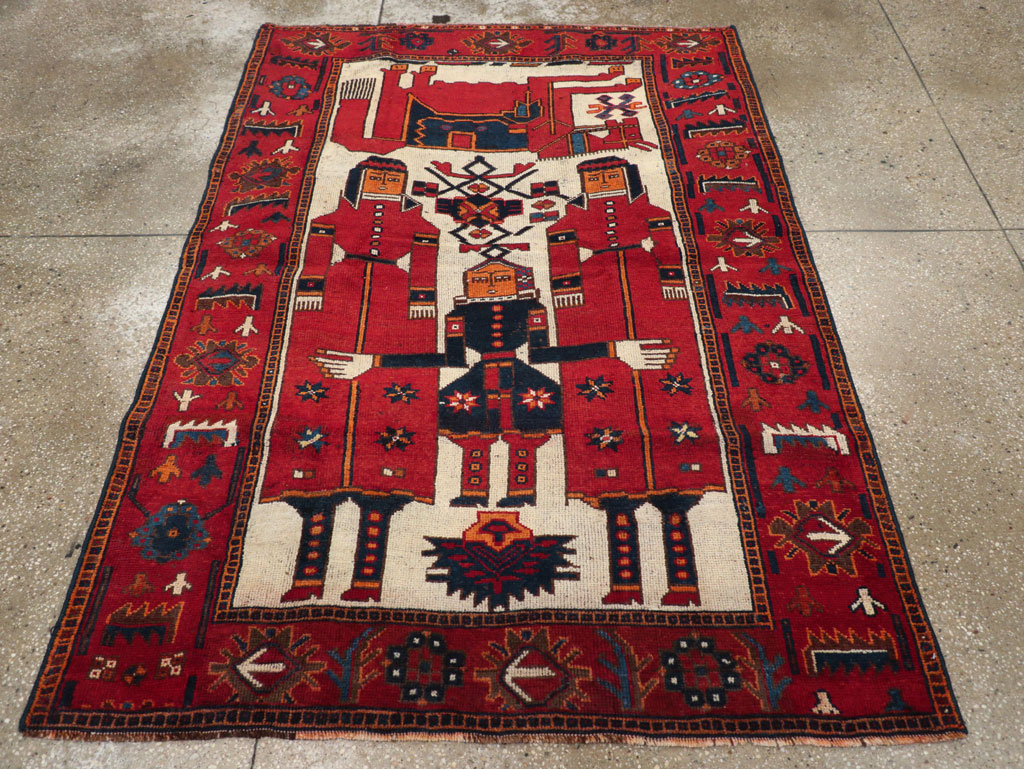 Vintage Persian Bakhtiari Pictorial Rug, No.28367 - Gsblank