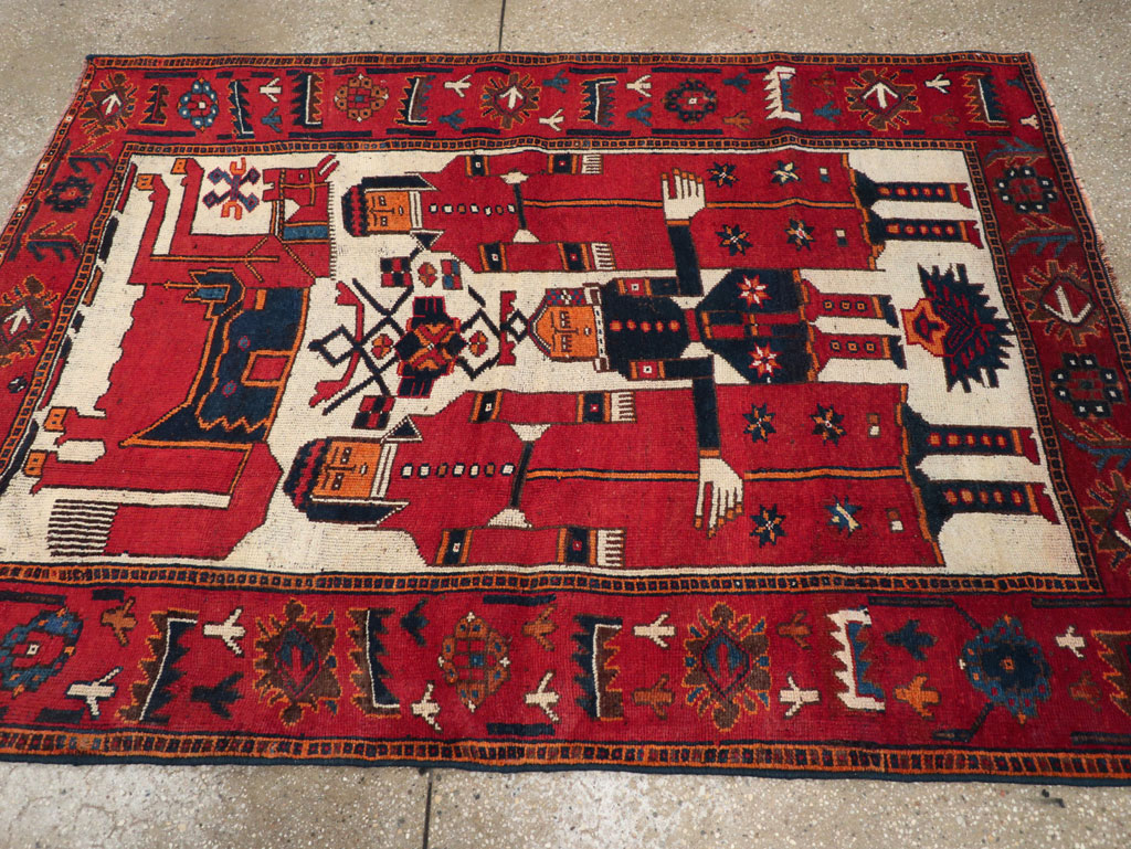 Vintage Persian Bakhtiari Pictorial Rug, No.28367 - Gsblank