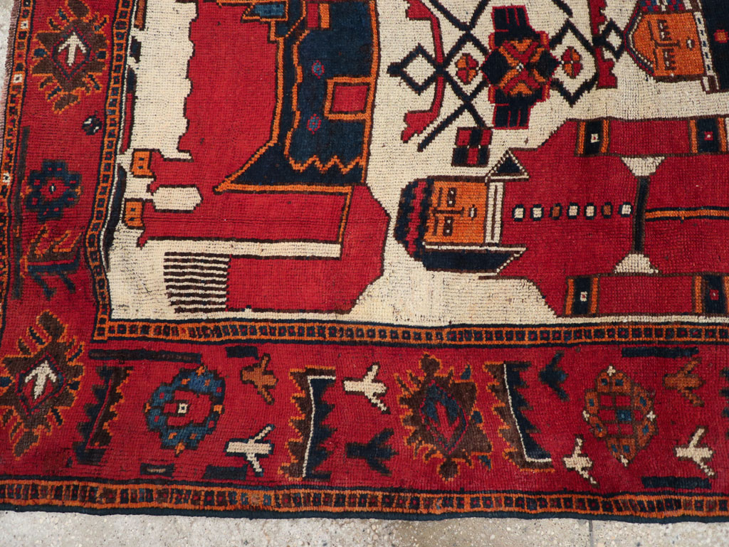 Vintage Persian Bakhtiari Pictorial Rug, No.28367 - Gsblank