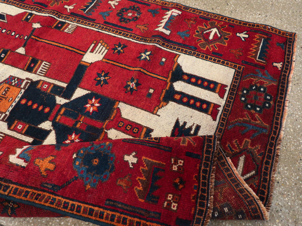 Vintage Persian Bakhtiari Pictorial Rug, No.28367 - Gsblank
