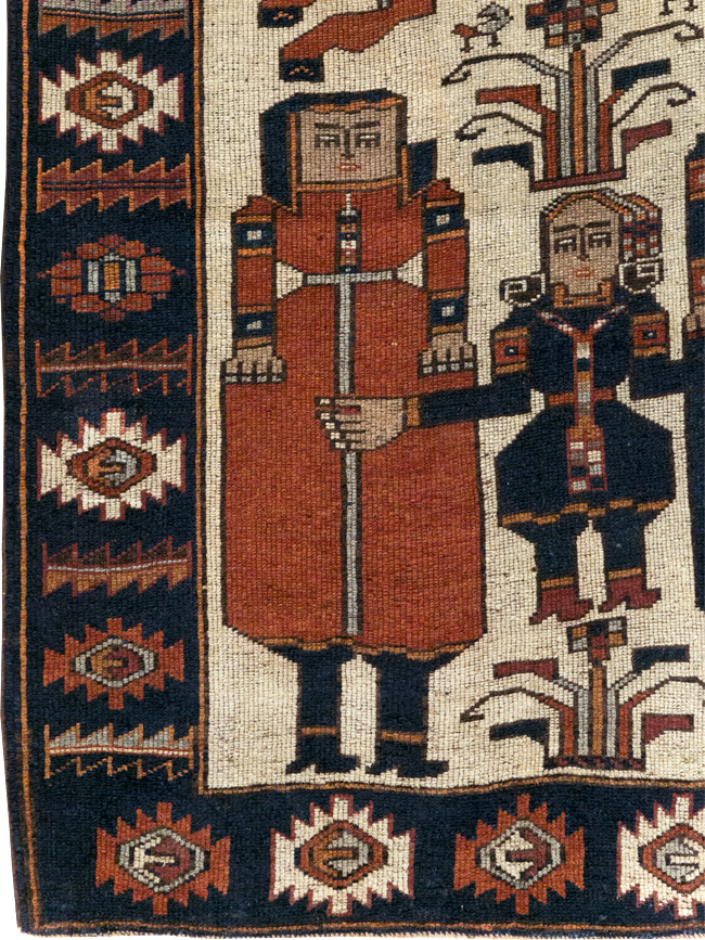 Vintage Persian Bakhtiari Pictoral Rug, No.28368 - Gsblank