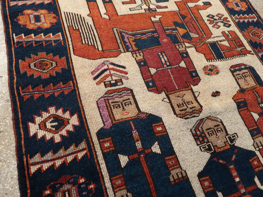 Vintage Persian Bakhtiari Pictoral Rug, No.28368 - Gsblank