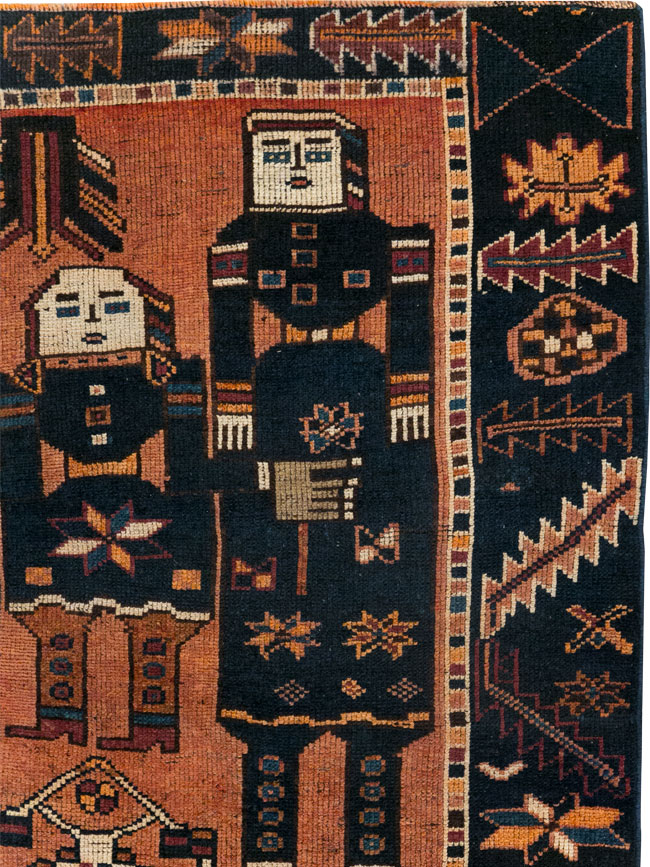 Vintage Persian Bakhtiari Pictorial Rug, No.28369 - Gsblank