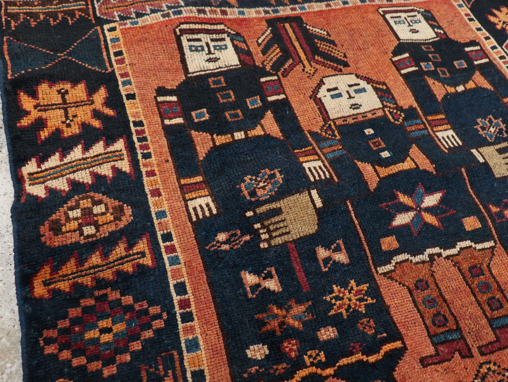 Vintage Persian Bakhtiari Pictorial Rug, No.28369 - Gsblank