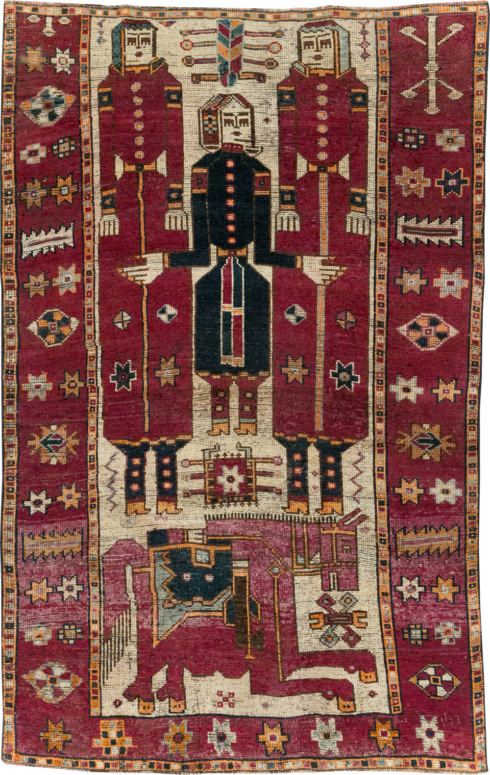 Vintage Persian Bakhtiari Pictorial Rug, No.28370 - Gsblank