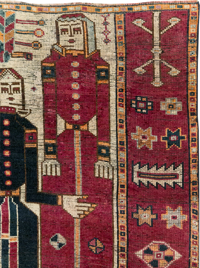 Vintage Persian Bakhtiari Pictorial Rug, No.28370 - Gsblank